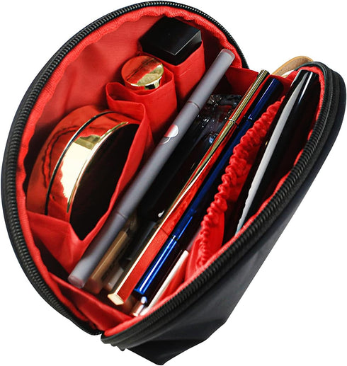 Small Makeup Bag for Purse Portable Waterproof Cosmetic Bag Travel Makeup Pouch for Women (Nylon, Inner red)...