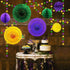 Decor365 Gold Purple Green Mardi Gras Party Decorations Glitter Circle Garlands Banner Hanging Paper Fan Tissue Pompoms Fat Tuesday Mardi Gras Bir...