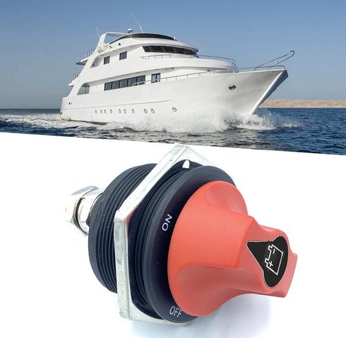 IRYNA Boat Battery Disconnect Switch,Battery Master Power Cut Off Switch,MAX 12V-32V DC 300A Cont 450A INT(ON-Off) Waterproof Battery Isolator Kil...