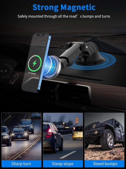 Magenetic Wireless Car Charger 15W for iPhone 13/13 Pro/13 Pro Max/13 Mini/12/12 Pro/ 12 Pro Max/12 Mini,Fast Charging Dashboard Air Vent Car Moun...
