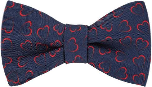 Jacob Alexander Men's Happy Valentine's Day Red Outline Hearts Freestyle Self-Tie Bow Tie - Dark Blue...