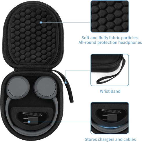 Hard Case for Sony WH-CH510 /JBL Tune 510BT Headphone, Travel Protective Cover Storage Bag (Black...