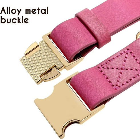 Beirui Genuine Leather Dog Collar with Quick Release Metal Buckle, Comfortable Leather Collar for Small Medium Large Dogs, Heavy Duty Classic Pet ...
