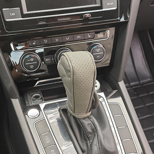 Gear Shift Knob Cover PU Leather Car Stick Shift Knob Cover, Manual/Automatic Automotive Gear Handle Shifter Knob Rod Dust Cover Waterproof and Br...