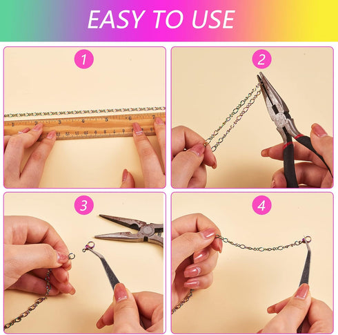 5M Stainless Steel Figaro Chains Multi-color Unwelded Chain DIY Chain Jewelry Set Making Kit for Jewelry Necklace Bracelet Earring Making...