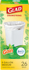 Glad Trash Bags, Medium Drawstring Garbage Bags, 8 Gal, Gain Original Scent with Febreze, 26 Ct (pack of 1), Pack May Vary...