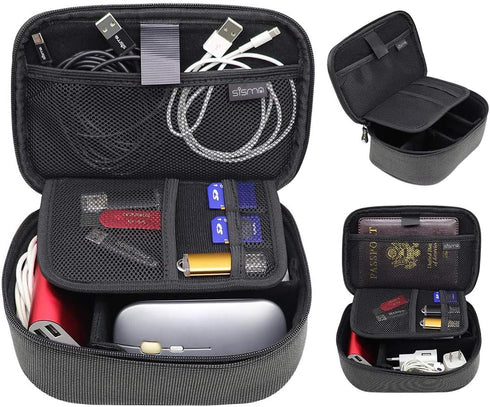 sisma Tech Travel Organizer Small Electronic Accessories Carrying Bag for Cables Phone Chargers Power Cords Earbuds Adapter, Special Edition...