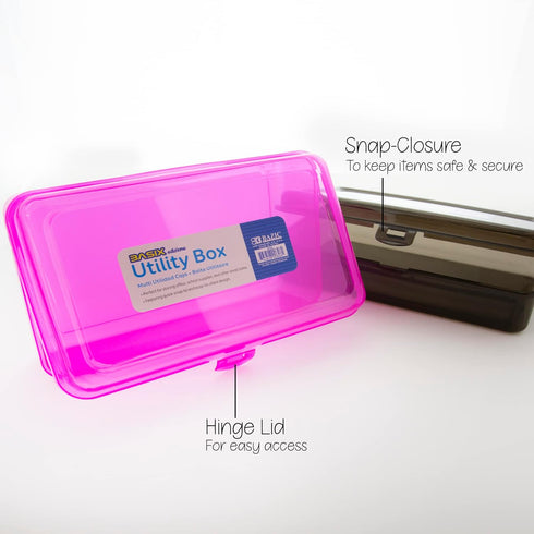 BAZIC Plastic Pencil Case Utility Storage Box, COLOR VARY, Organizer for Pens Pencils, 1-Unit...