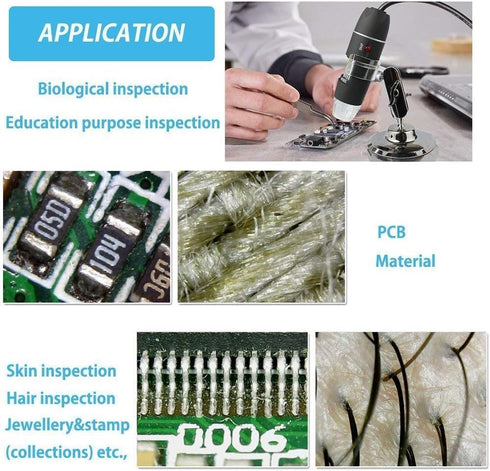 USB Digital Microscope 1600x 8 LED Magnification Endoscope Camera with Metal Stand Compatible with Windows, Android and Mac...