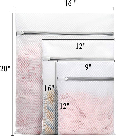 3Pcs Durable Honeycomb Mesh Laundry Bags for Delicates 1 Large 16 x 20 Inches, 1 Medium 12 x 16 Inches, 1 Small 9 x 12 Inches (Honeycomb Mesh)...