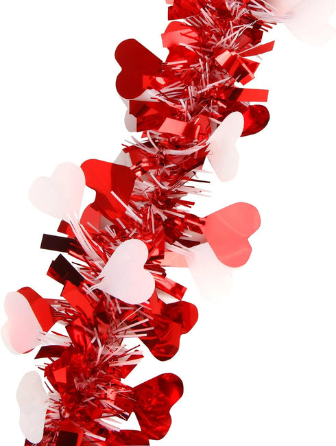 LOMIMOS 32.8 Ft Valentine's Day Tinsel Garland,Shiny Hanging Decor for Wedding Engagement Anniversary Party Supplies(Red White)...