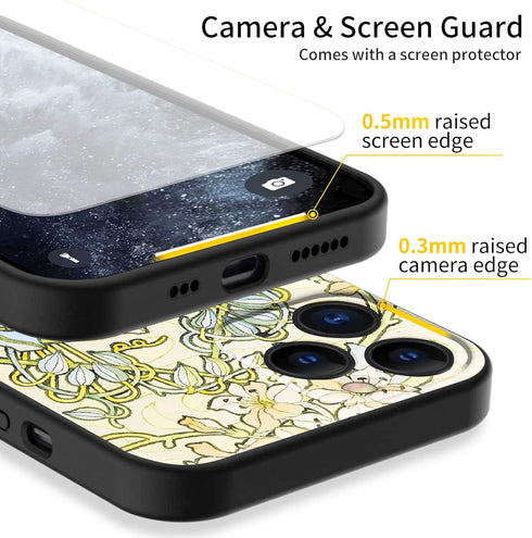 Berkin Arts Compatible with iPhone 11 Pro Case Silicone Cover with Screen Protector Art Nouveau Floral Flower (Clematis by Alphonse Mucha)...
