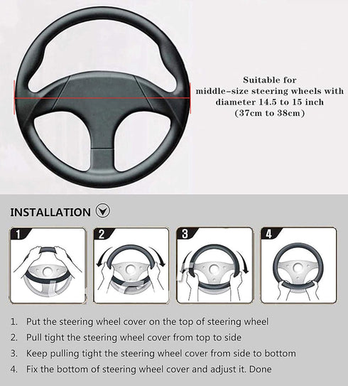 LABBYWAY Microfiber Leather Auto Car Steering Wheel Cover, Universal 15 Inch Anti-Slip Wheel Protector, Red...