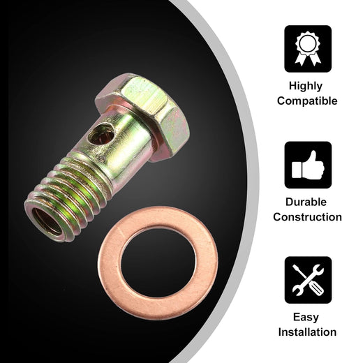 X AUTOHAUX 2 Set Banjo Bolt Brake Fitting Adapter Kit M10x1.5 Brake Line Thread Single Banjo Bolt with 10mm Spacers...