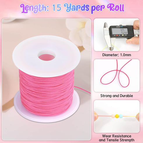 Selizo 12 Rolls Nylon String for Bracelets, Chinese Knotting Nylon Cord for Jewelry Making, Nylon Beading Thread for Kumihimo, Braided Bracelets, ...