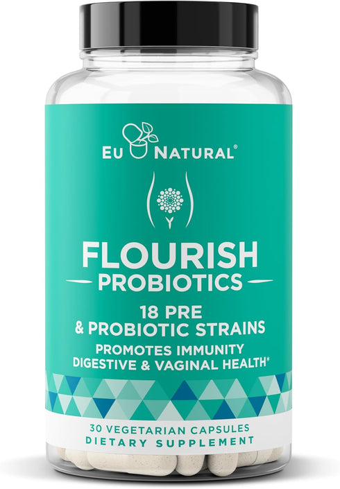 Flourish Probiotics + Prebiotics for Women – Gut and Digestion, Urinary Tract, Reduce Bloating, Vaginal Health – 18 Clinically Proven Strains, 14 ...