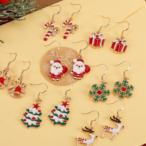AUGSUN 9 Pairs Women Christmas Stud Earrings Set Christmas Tree Snowflake Candy Christmas Earrings for Holiday Ornaments...