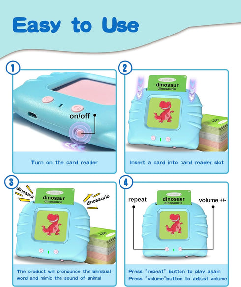 Spanish & English Talking Flash Cards for Toddlers 2-4 Years Old, Autism Toys, Speech Therapy Toys, Educational Learning Flash Cards for Boys and ...