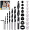 23 Pcs Wood Drill Bit Set with Dowel Pins Center Point and Stopper, Woodworking Brad Point Bit Set Plugs Drill Hole Tool Perfect for Woodworking C...