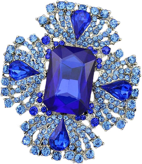 4pcs Big Blue Crystal Silver Plated Brooch for Wedding Bouquet...