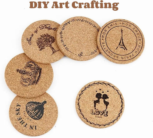 Round Trivet for Hot Pans, 6 Pack Cork Coasters for Drink, Coffee, Tea, Pots, Pans, DIY Coaster Crafting 4inch...