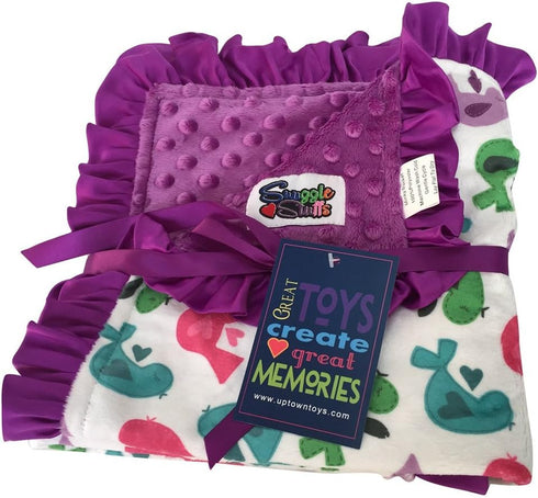 Baby Girls Reversible Minky Velboa Stroller Blanket (Choose Color) (Birds/Violet)...