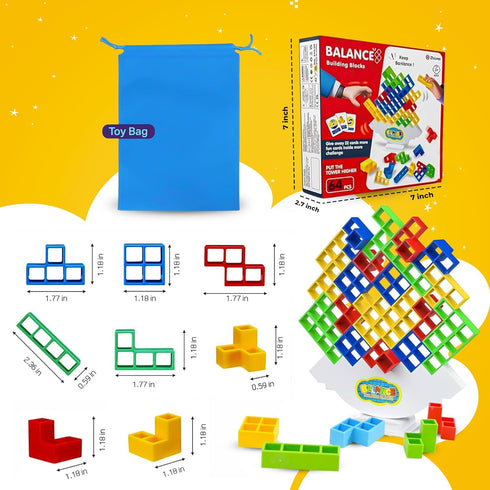 Tetra Tower Game, Balance Stacking Blocks, Team Tower Game for Kids & Adults, Stacking Game, Games Building Blocks Puzzles, 64 Pcs...