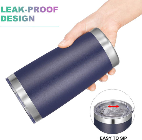 VEGOND 20oz Tumbler with Lid and Straw Stainless Steel Tumbler Cup Vacuum Insulated Double Wall Travel Coffee Mug Powder Coated Coffee Cup(Navy Bl...
