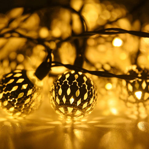 Solar String Lights for Outside, 9.8FT 20LED Outdoor Solar String Lights with 8 Mode, Moroccan Solar Fairy Lights, Waterproof Globe Solar Twinkle ...