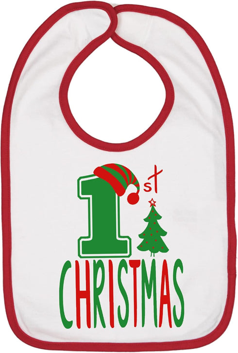Aiden's Corner Handmade Cute Baby Holiday Christmas Bib - Boy Girl Red Green White 1st Xmas Bibs...