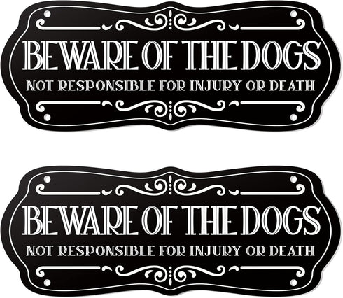2 Pieces Dog Sign for Fence Beware of Warning Signs Metal Aluminum Funny Rustic Dog in Yard Keep Gate Closed Wall Door Sign (Classic Pattern)...