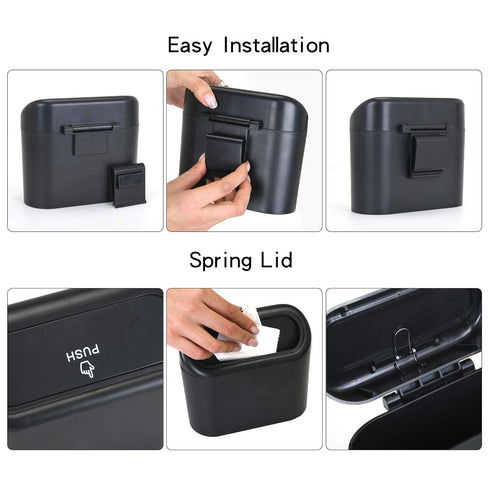 Hanging Car Trash Can with Lid - Portable Mini Waterproof & Odor-Resistant Garbage Bin for Car Door/Office/Home, Plastic Desktop Wastebasket Auto ...