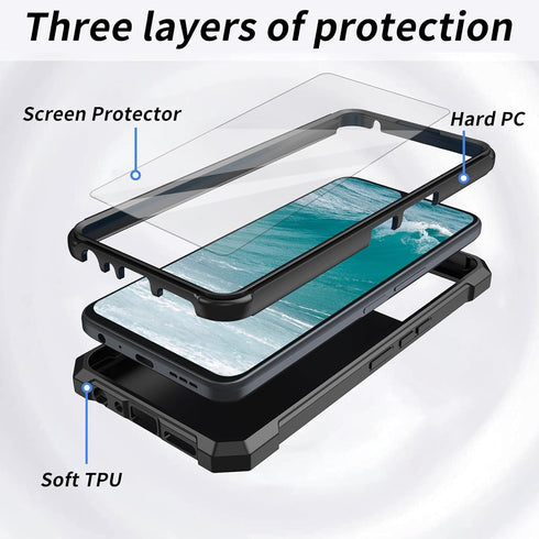Rossy for TCL 40 XE 5G Phone Case for TCL 40XE 5G Case with Tempered Glass Screen Protector Soft TPU Hard PC Heavy Duty Shockproof Protective Cove...
