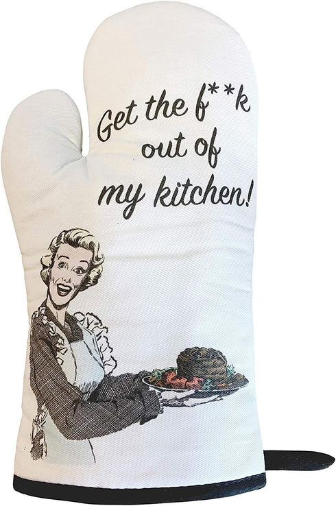 Funny Heat Resistant Oven Mitt for Cooking Grilling BBQ - Novelty Gift For Those Who Love To Cook (Out of My Kitchen!)...