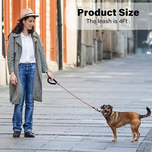 Heavy Duty Dog Leashes with Chew Proof and Comfortable Padded Handle 4/5/6 FT, Steel Metal Safety Lead Rope with Retractable Buckle for Large or M...