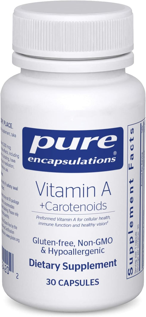 Pure Encapsulations Vitamin A + Carotenoids (Lutein, Zeaxanthin, and Astaxanthin) | Hypoallergenic Dietary Supplement | 30 Capsules...
