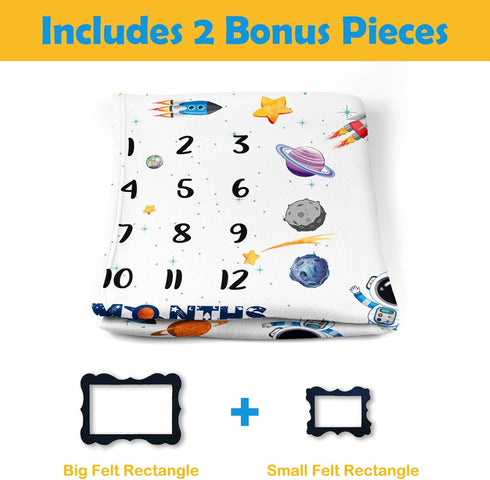 Space Baby Stuff, Rocket Baby Month Blanket for Newborn Photo Taken - Baby Age Blanket with 2 Frame B35-1...