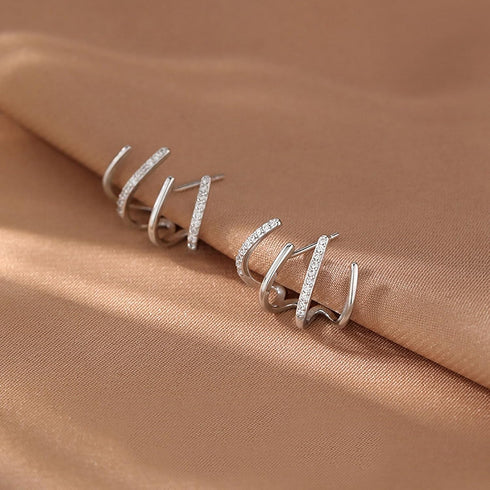 Sterling Silver Earrings For Women Claw Earrings Cubic Zirconia Half Hoop Stud Earrings Claw Earrings Cuff To My Daughter Warp Cuff Earrings Daint...