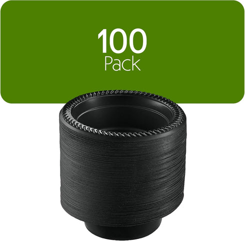 PLASTICPRO 100 PCS Black Plastic Bowls Light Weight 5 oz Small Plastic Soup Bowls Black Salad Dessert Plates Disposable for Party and Wedding...