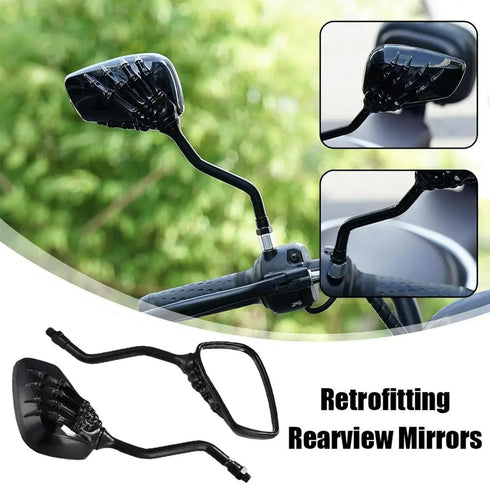 Motorcycle Rear View Mirror Pair Of Skull Skeleton Hand Motorcycle Rearview Mirror Universal 8Mm 10Mm, Car Accessories Skull Skeleton Hand Bike Mi...