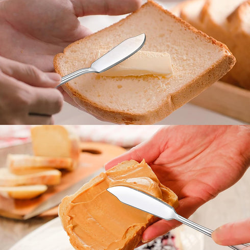 E-far Serving Utensils, 6 Pieces Stainless Steel Serving Spoon, Slotted Spoon, Fork, Tong, Cake Server and Butter Knife for Parties Buffet Banquet...