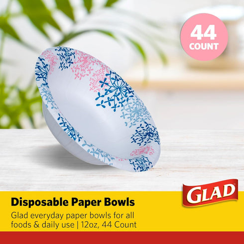 Glad Everyday Disposable Paper Bowls with Pink Hydrangea Design | Cut-Proof, Microwaveable Paper Bowls, Floral Themed Disposable Bowls for Everyda...