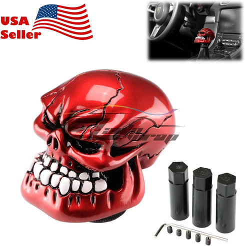 EZAUTOWRAP Red Universal Manual Wicked Skull Head Gear Stick Car Shift Knob Shifter Halloween...