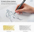 ARTEZA Acrylic Paint Markers, Set of 12 Metallic Marker Pens, 6 Gold and 6 Silver, Extra-Fine Nibs, 15mm, Blendable, for Stone, Glass, Wood, Ceram...