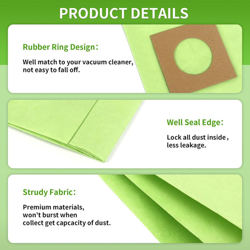 10 Pack Type Y Vacuum Dust Cleaner Bags Replacement to Hoover WindTunnel Upright Style Y, Z, YZ Paper Bags Replace Part 4010100Y Green...