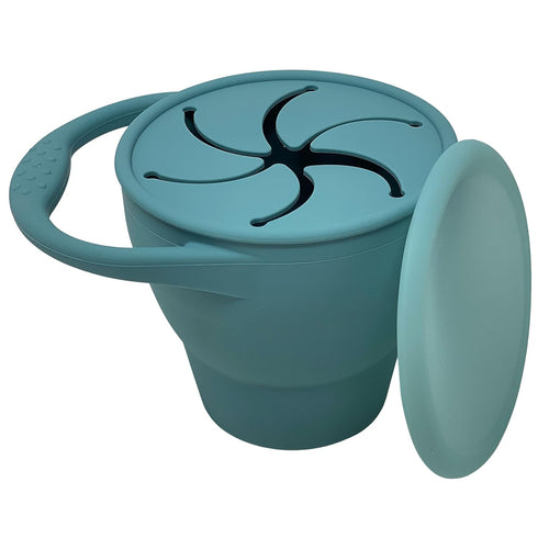 BraveJusticeKidsCo | Snack Attack Snack Cup | Collapsible Silicone Snack Container | Toddler and Baby Snack Catcher Lid (Citadel)...