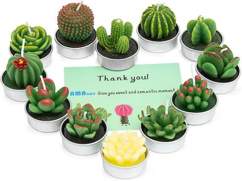 Handmade Delicate Succulent Cactus Candles for Birthday Party Wedding Spa Home Decoration(12 Packs-2)...
