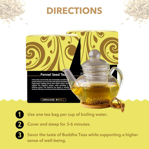 Buddha Teas - Organic Fennel Seed Tea - Herbal Tea - For Health & Digestion - USDA Certified - Clean Ingredients - OU Kosher - 18 Tea Bags (Pack o...