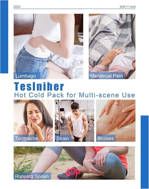 Ice Pack Bags for Injuries Reusable, Ice Bag Reusable 3 Packs Hot Water Bag for Pain Relief, Hot & Cold Therapy Cold Pack, Leak-Proof Elastic Ice ...