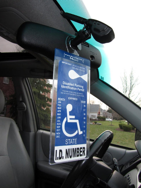 2 MirorTag Silver by JL Safety - Easily Display & Put Away a Handicapped Parking Placard. Strong Hook high Heat Rated. Magnetically snap The Holde...